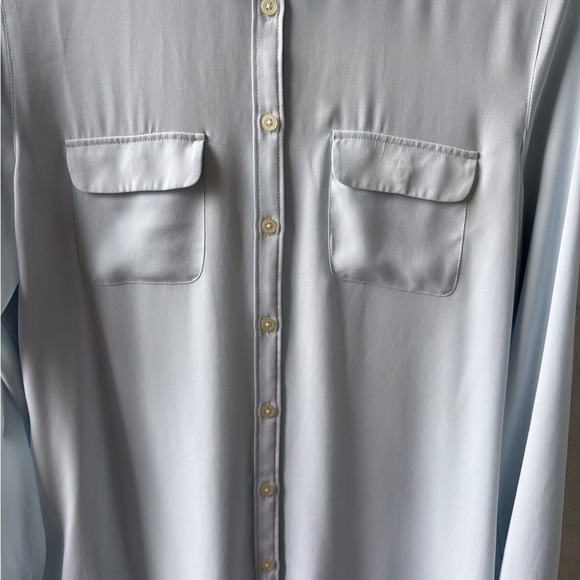 Loft Baby Blue Women’s Long Sleeve Button Up Shirt Size M Career Office Roll Tab - Picture 4 of 10